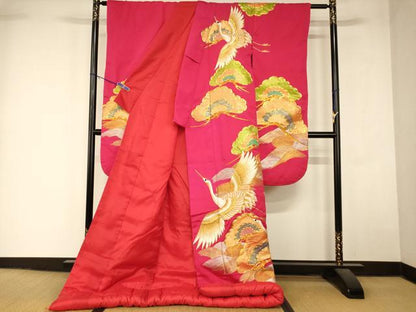 平和屋本店●色打掛　和装　婚礼　結婚式　花嫁　神社挙式　絞り　駒刺繍　飛鶴山重ね松文　金銀糸　逸品　AABK8459fw