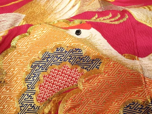 平和屋本店●色打掛　和装　婚礼　結婚式　花嫁　神社挙式　絞り　駒刺繍　飛鶴山重ね松文　金銀糸　逸品　AABK8459fw