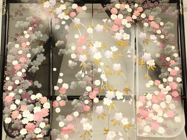 平和屋本店●夏物 お引きずり・お引き摺り・引き振袖 和装 結婚式 舞妓 芸妓 芸者 衣装 オーガンジー 枝垂れ桜文 金彩 逸品 AABK8465fw