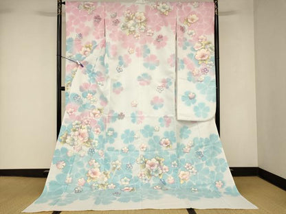 平和屋本店●お引きずり・お引き摺り・引き振袖 和装 結婚式 舞妓 芸妓 芸者 衣装 オーガンジー 舞花文 ラインストーン 金彩 AABK8466fw