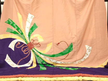 平和屋本店●お引きずり・お引き摺り・引き振袖　和装　結婚式　舞妓　芸妓　芸者　衣装　束ね熨斗吉祥花文　金彩　逸品　AABK8476fw
