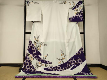 平和屋本店●お引きずり・お引き摺り　訪問着　和装　舞台　舞妓　芸妓　芸者　衣装　草花籬文　金彩　逸品　AABK8477fw