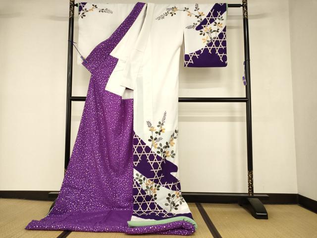 平和屋本店●お引きずり・お引き摺り　訪問着　和装　舞台　舞妓　芸妓　芸者　衣装　草花籬文　金彩　逸品　AABK8477fw