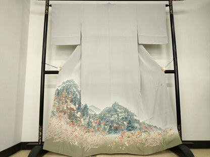 平和屋着物●本加賀友禅作家　浅野冨治男　色留袖　風景文　暈し染め　銀座おゝぎ屋扱い　正絹　逸品　AABK8483ck