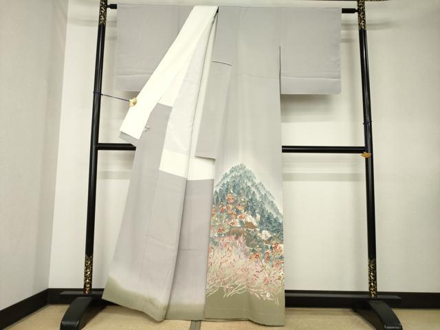平和屋着物●本加賀友禅作家　浅野冨治男　色留袖　風景文　暈し染め　銀座おゝぎ屋扱い　正絹　逸品　AABK8483ck