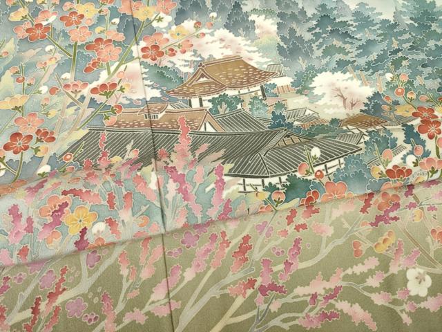 平和屋着物●本加賀友禅作家　浅野冨治男　色留袖　風景文　暈し染め　銀座おゝぎ屋扱い　正絹　逸品　AABK8483ck