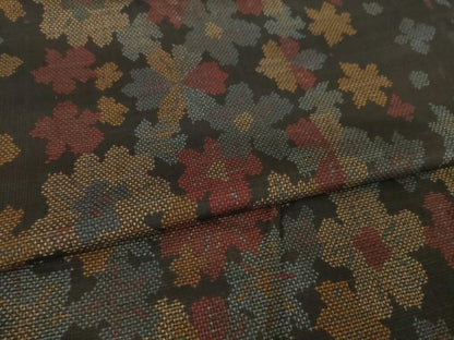 平和屋着物●本場大島紬　7マルキ　花尽くし　黒地　正絹　逸品　AABK8484ck