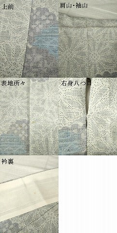 平和屋着物▽本場結城紬　単衣　重要無形文化財　100亀甲　吉祥花文　正絹　逸品　AABK8487ck