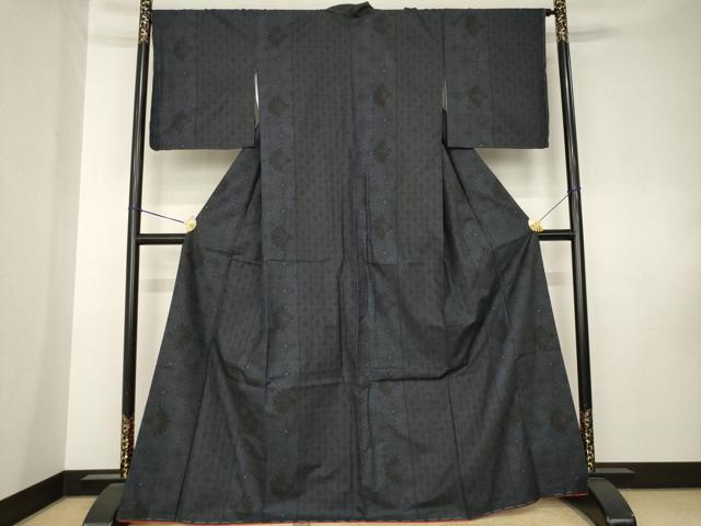 平和屋着物●本場大島紬　7マルキ　麻の葉花間道　正絹　逸品　AABK8488ck