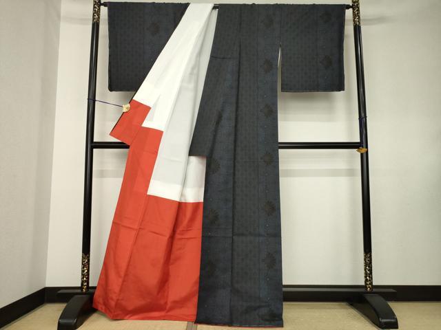 平和屋着物●本場大島紬　7マルキ　麻の葉花間道　正絹　逸品　AABK8488ck