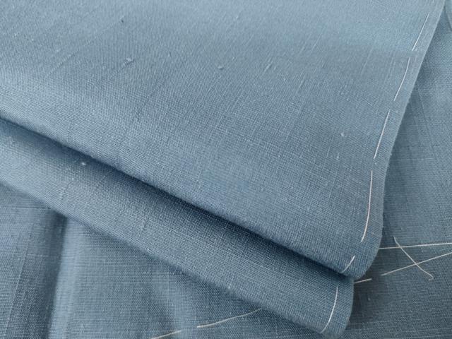 平和屋着物●結城紬　色無地　青藤色　正絹　逸品　AABK8490ck