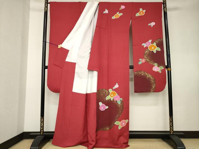 平和屋着物●豪華振袖　椿　金彩　正絹　逸品　AABK8491ck