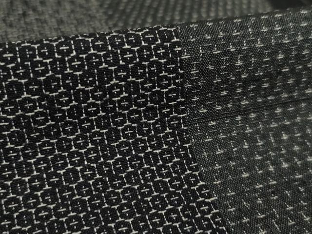 平和屋着物●上質な紬　80亀甲　間道　黒地　正絹　逸品　未使用　AABK8493ck