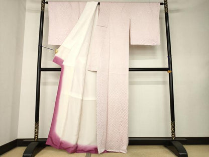 平和屋着物●上質な小紋　総絞り　唐草文　正絹　逸品　AABK8496ck