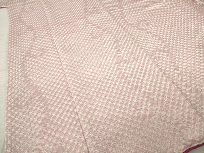 平和屋着物●上質な小紋　総絞り　唐草文　正絹　逸品　AABK8496ck