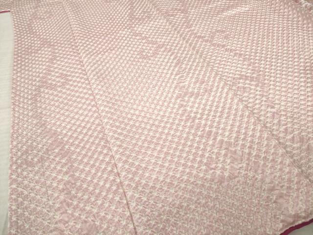 平和屋着物●上質な小紋　総絞り　唐草文　正絹　逸品　AABK8496ck
