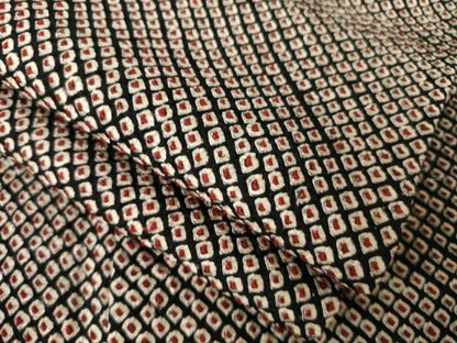 平和屋着物●大変加工の良い総絞り小紋　黒地　正絹　逸品　AABK8497ck