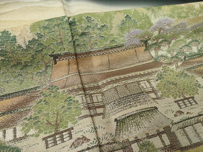 平和屋着物●豪華黒留袖　京洛名勝図絵　寿光織　さが美扱い　正絹　逸品　AABK8498ck