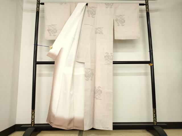 平和屋着物●結城紬　100亀甲　風景文　飛び亀甲柄　正絹　逸品　AABK8499ck