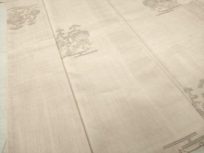 平和屋着物●結城紬　100亀甲　風景文　飛び亀甲柄　正絹　逸品　AABK8499ck
