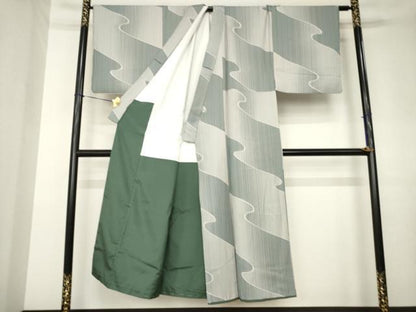 平和屋着物●男性　小紋　流水文　正絹　逸品　AABK8502ck