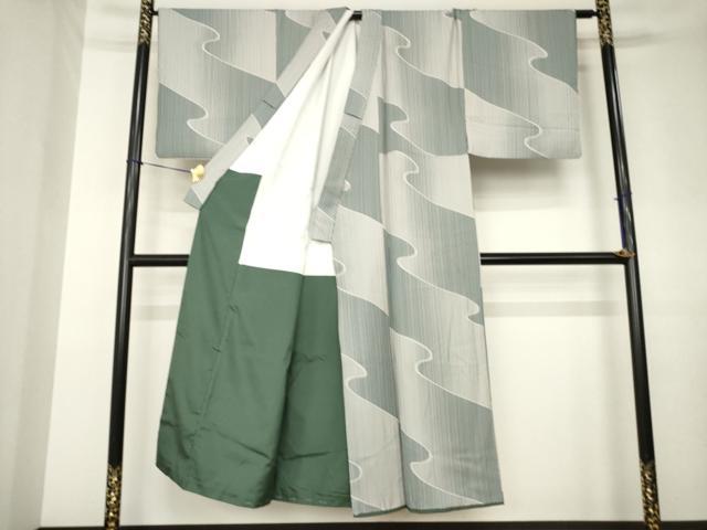 平和屋着物●男性　小紋　流水文　正絹　逸品　AABK8502ck