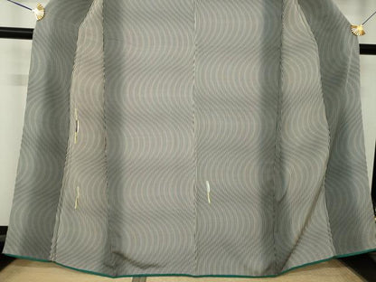 平和屋着物●訪問着　刺繍　流水文　背抜き仕立て　正絹　逸品　AABK8504ck