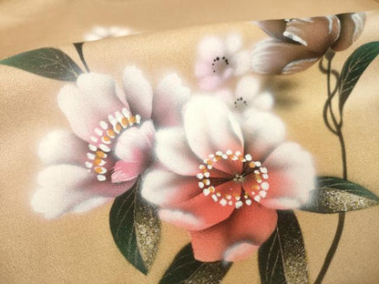平和屋着物●訪問着　花蝶文　ラメ　暈し染め　金銀彩　ロング丈　正絹　逸品　AABK8506ck