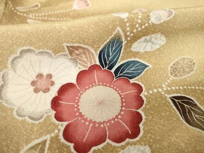 平和屋着物●訪問着　辻が花　草花文　金彩　正絹　逸品　AABK8507ck