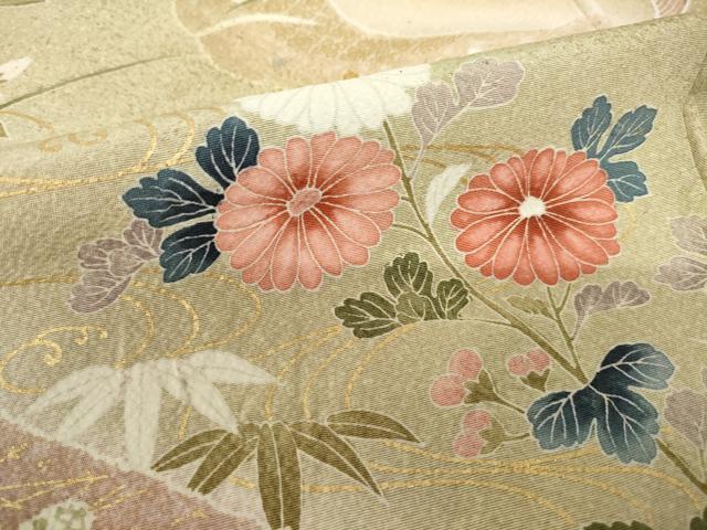平和屋着物●訪問着　辻が花　草花文　金彩　正絹　逸品　AABK8507ck