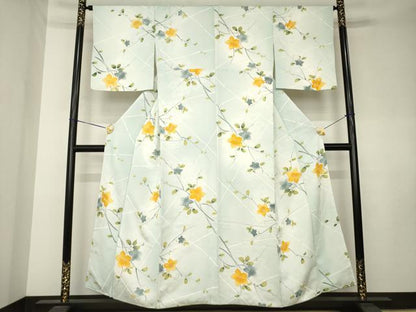 平和屋着物●上質な小紋　手描き　地紋起こし　枝花文　正絹　逸品　AABK8508ck