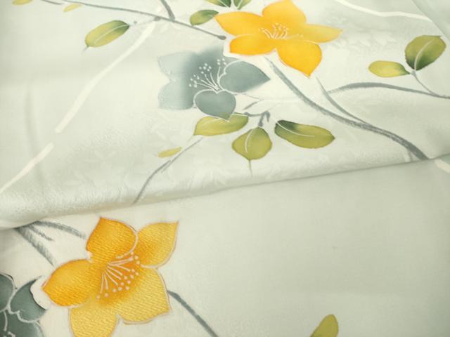平和屋着物●上質な小紋　手描き　地紋起こし　枝花文　正絹　逸品　AABK8508ck
