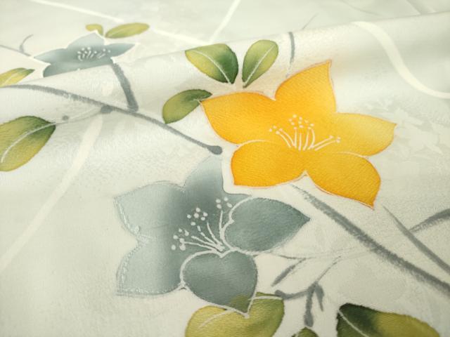 平和屋着物●上質な小紋　手描き　地紋起こし　枝花文　正絹　逸品　AABK8508ck