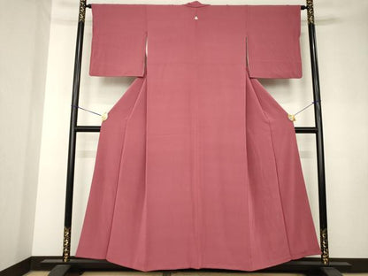 平和屋着物●上質な色無地　蘇芳香色　正絹　逸品　AABK8510ck
