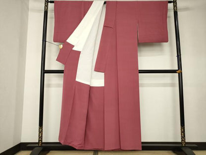 平和屋着物●上質な色無地　蘇芳香色　正絹　逸品　AABK8510ck