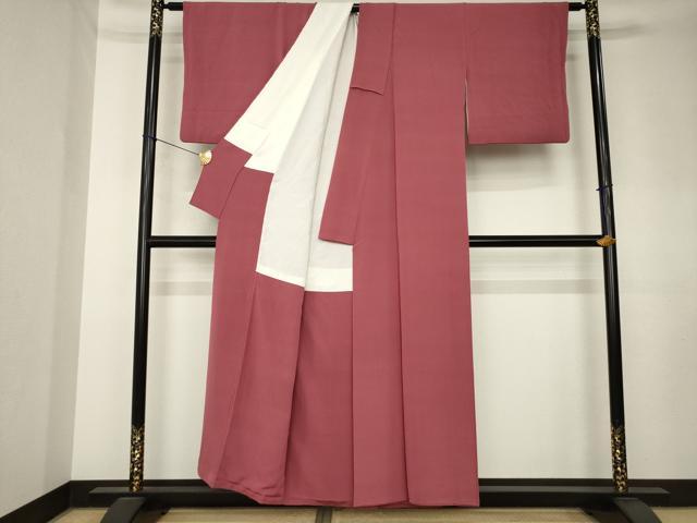 平和屋着物●上質な色無地　蘇芳香色　正絹　逸品　AABK8510ck