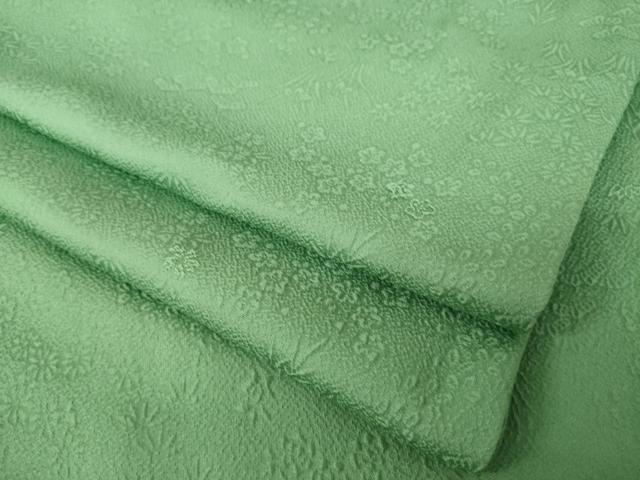 平和屋着物●上質な色無地　松竹梅地紋　薄緑色　正絹　逸品　AABK8511ck