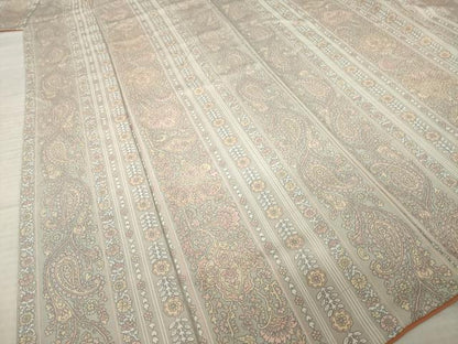 平和屋着物●上質な小紋　更紗花文　正絹　逸品　AABK8512ck