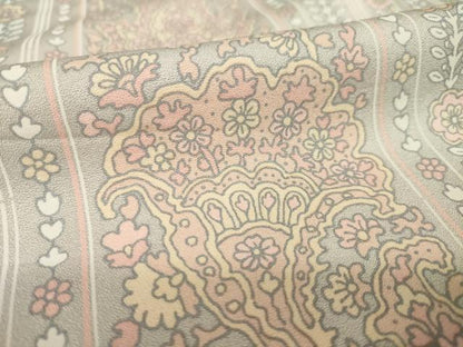 平和屋着物●上質な小紋　更紗花文　正絹　逸品　AABK8512ck