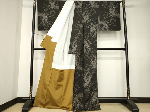 平和屋着物●本場村山大島紬　枝蕾　正絹　逸品　未使用　AABK8513ck