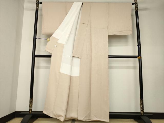 平和屋着物●お召　赤白橡色　正絹　逸品　AABK8514ck