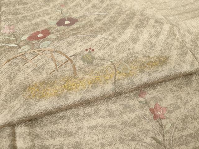 平和屋着物●訪問着　刺繍　花籬文　金彩　正絹　逸品　AABK8515ck