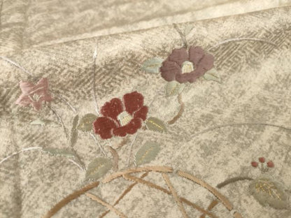平和屋着物●訪問着　刺繍　花籬文　金彩　正絹　逸品　AABK8515ck