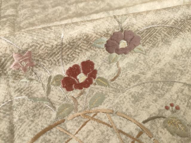 平和屋着物●訪問着　刺繍　花籬文　金彩　正絹　逸品　AABK8515ck