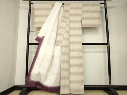 平和屋着物●本場大島紬　150亀甲　横段文　正絹　逸品　AABK8516ck