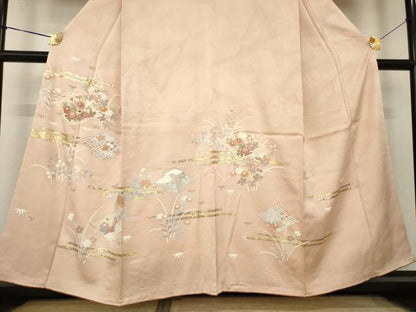 平和屋着物●訪問着　松皮菱花文　金彩　正絹　逸品　AABK8518ck