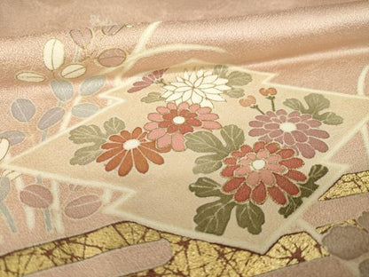 平和屋着物●訪問着　松皮菱花文　金彩　正絹　逸品　AABK8518ck