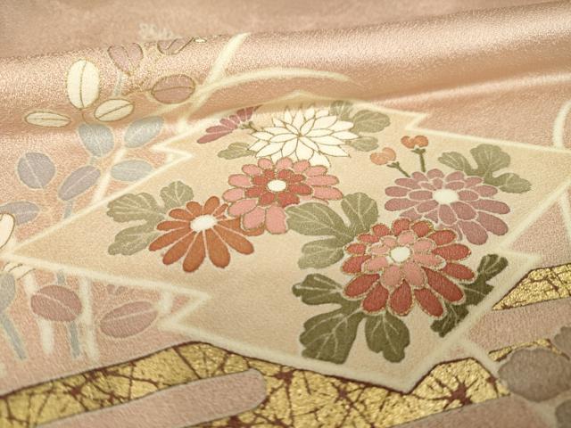 平和屋着物●訪問着　松皮菱花文　金彩　正絹　逸品　AABK8518ck