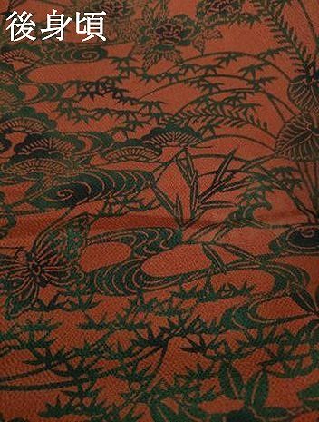 平和屋着物●宮内庁御用達　赤城右堂　小紋　型染め　流水花蝶文　鬼しぼ縮緬　正絹　逸品　AABK8519ck