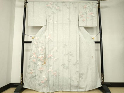 平和屋着物●染色作家　寺谷巌　訪問着　飛鳥枝葉文　たたき染め　正絹　逸品　AABK8523ck